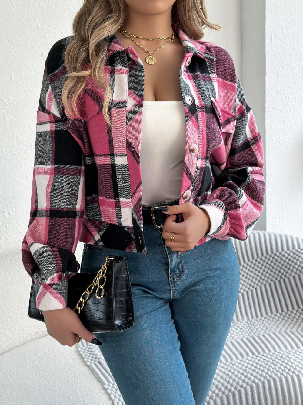 Plaid Button Up Jacket
