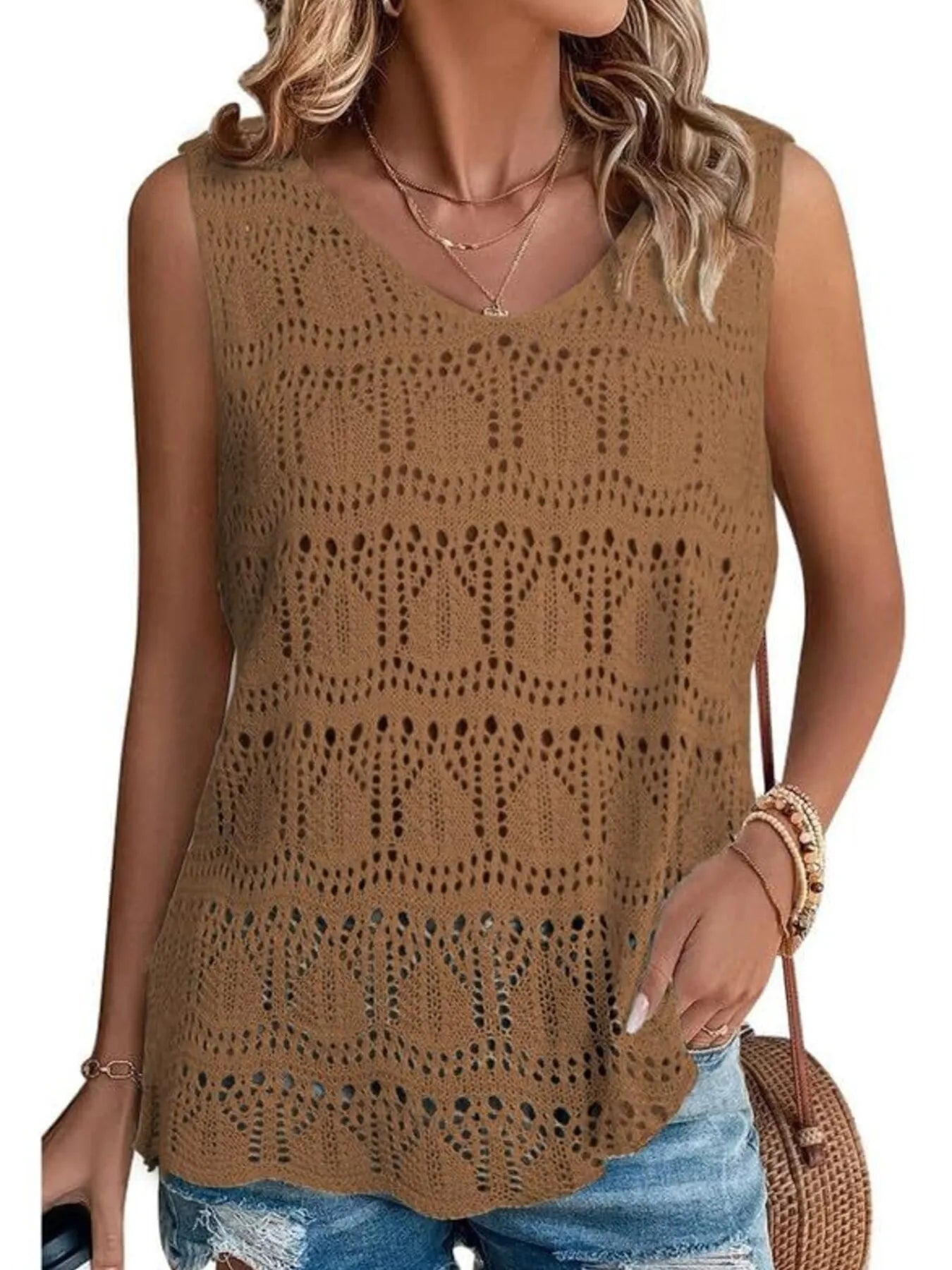 Crochet Sleeveless Sweater Vest