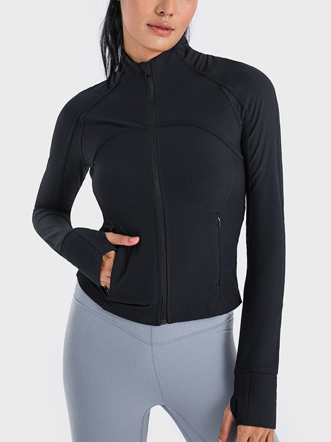 Athletic Zip-Up Long Sleeve Jacket