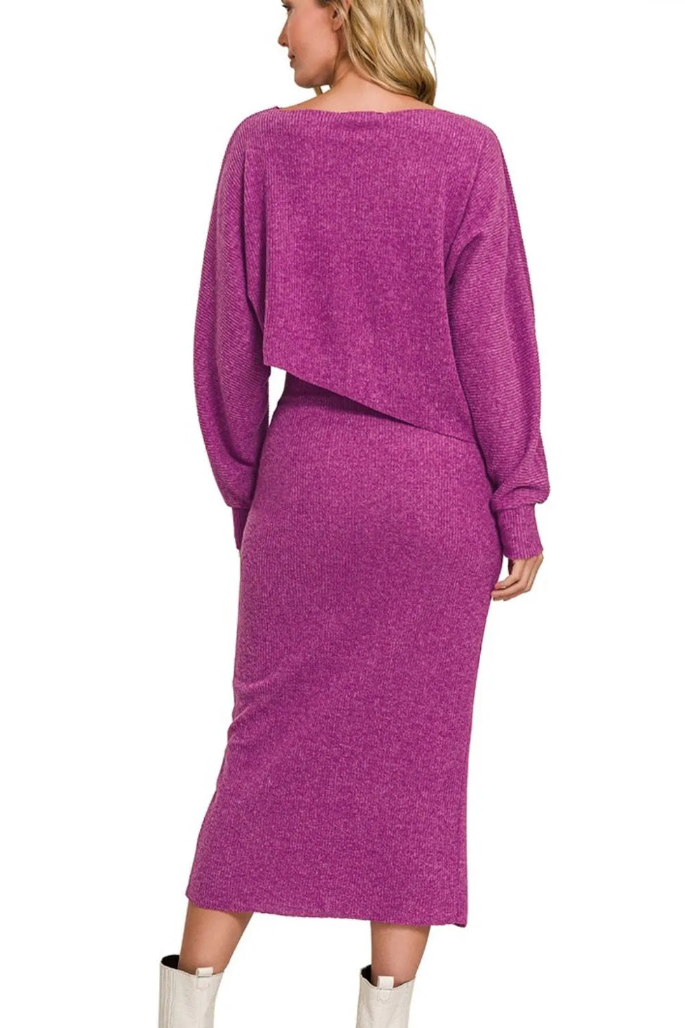 Vibrant Sweater Top and Midi Skirt Set