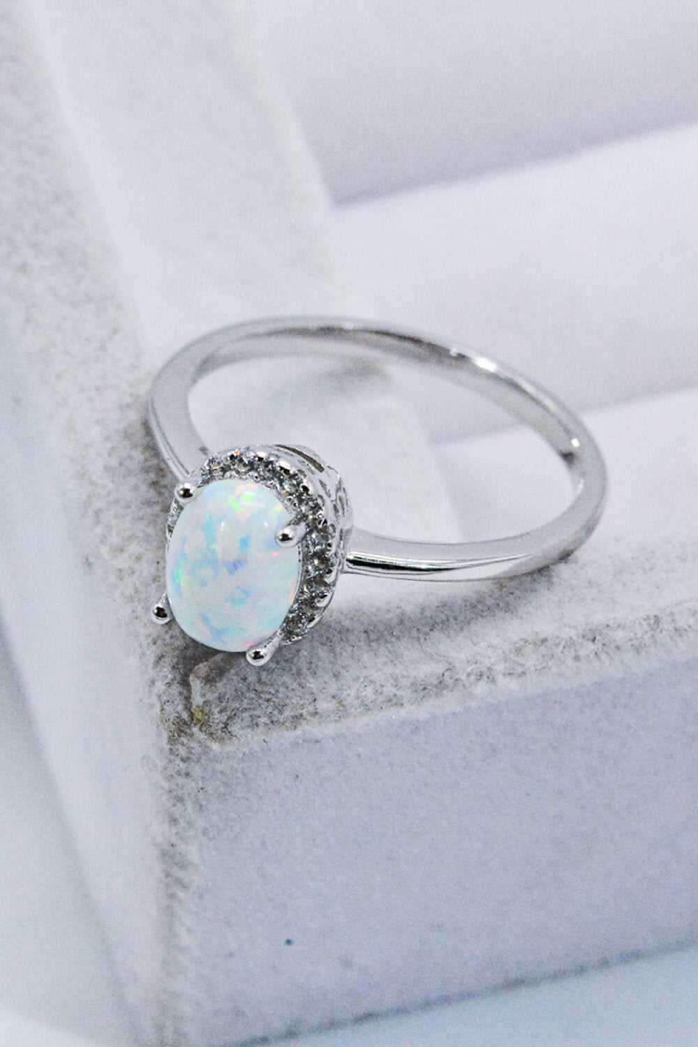Opal Oval Platinum-Plated Ring