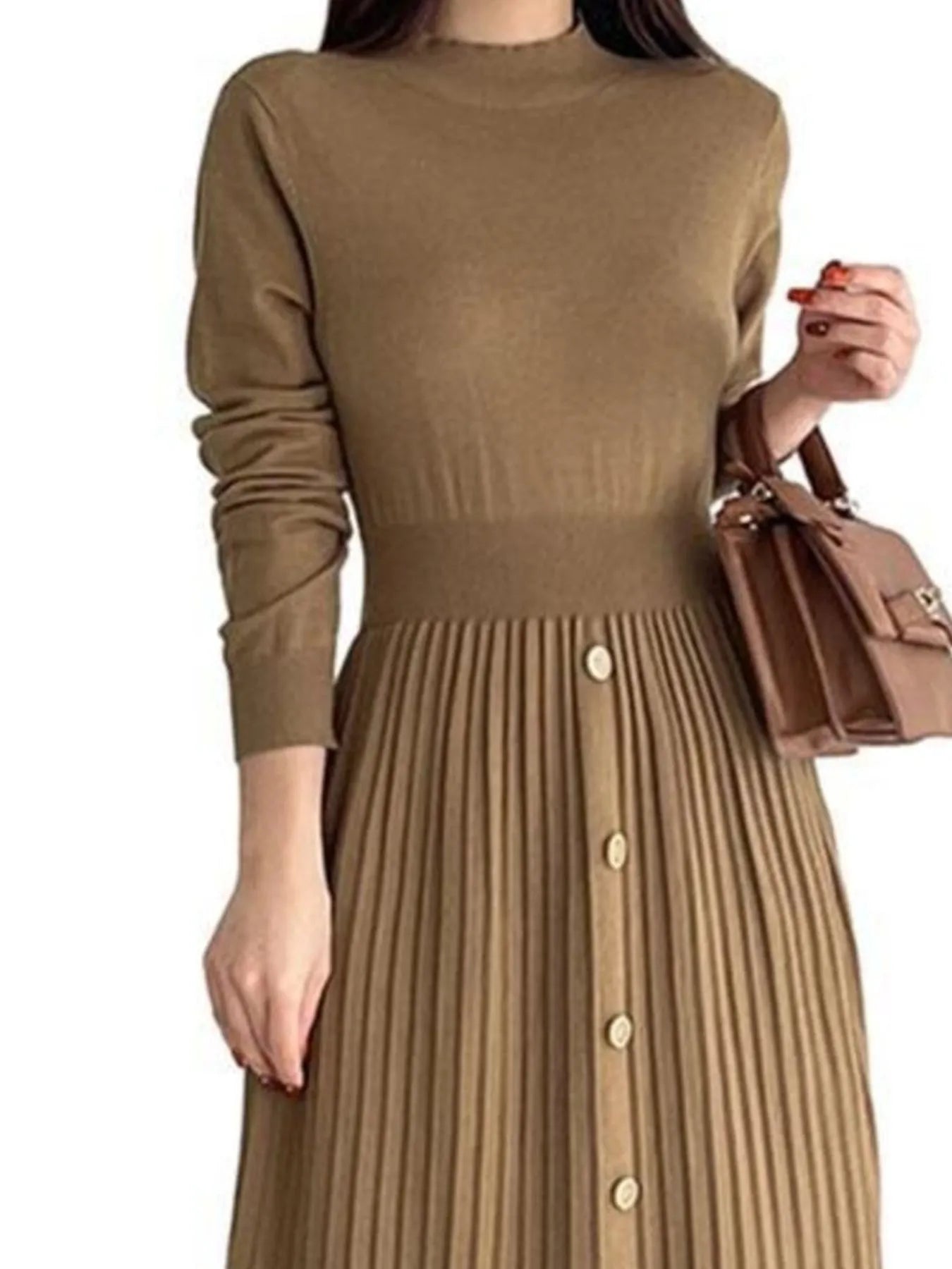 Sweater Dress with Pleated Skirt
