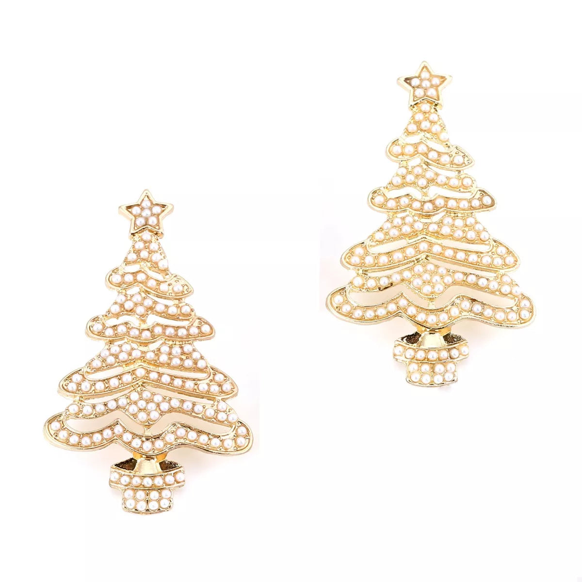 Rhinestone Christmas Tree Earrings