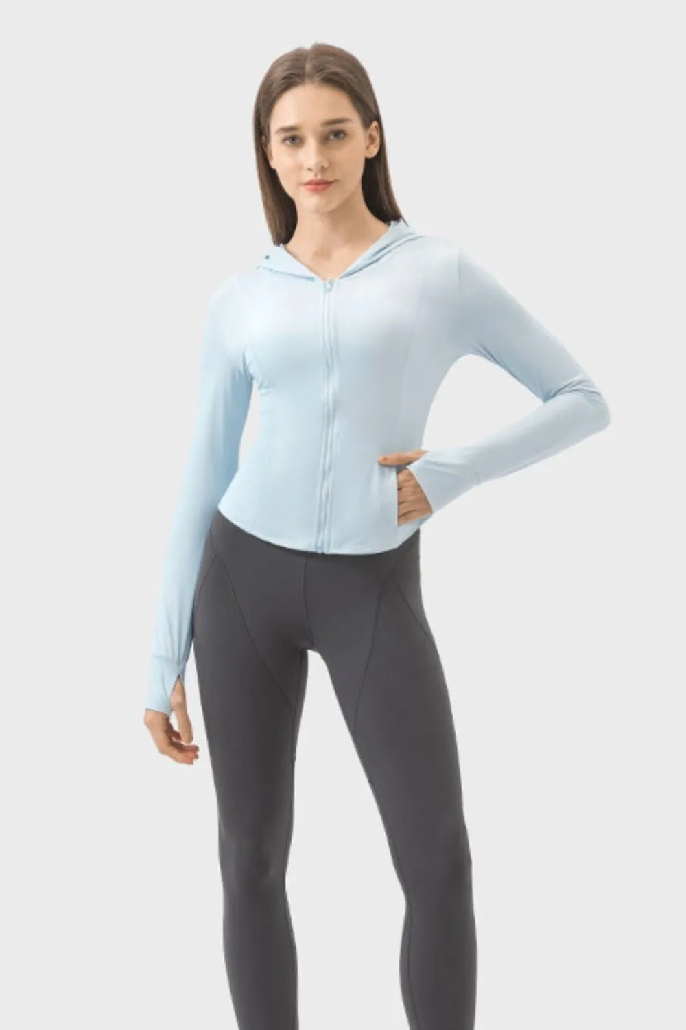 Active Long Sleeve Zip Up Jacket with Hood