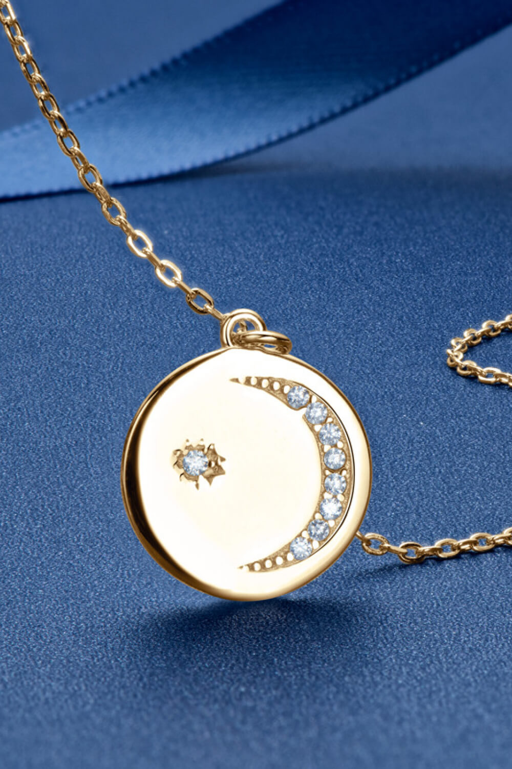 Moon and Star Disc Necklace