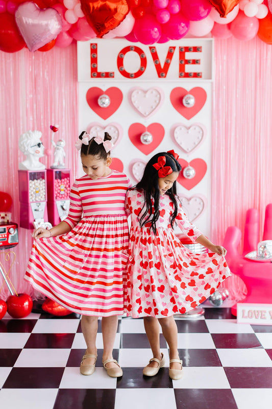 3/4 Sleeve Striped Twirl Dress with Pockets - Mila & Rose ®