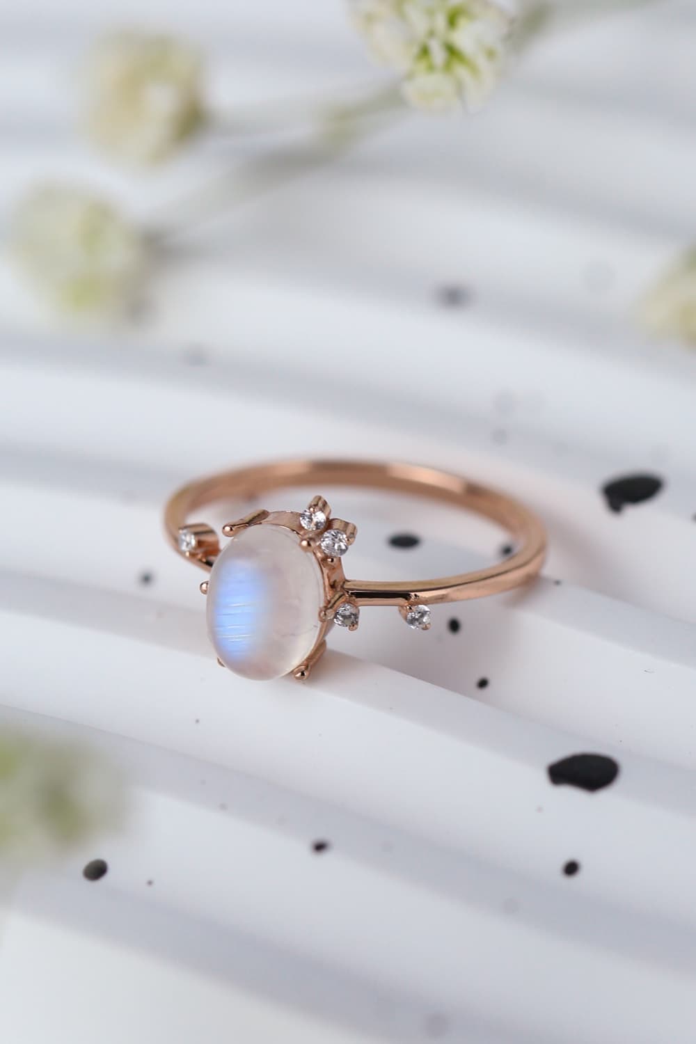 Natural Moonstone Rose Gold Ring