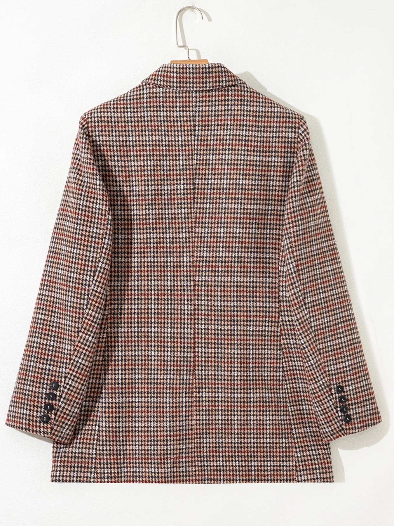 Houndstooth Lapel Collar Blazer