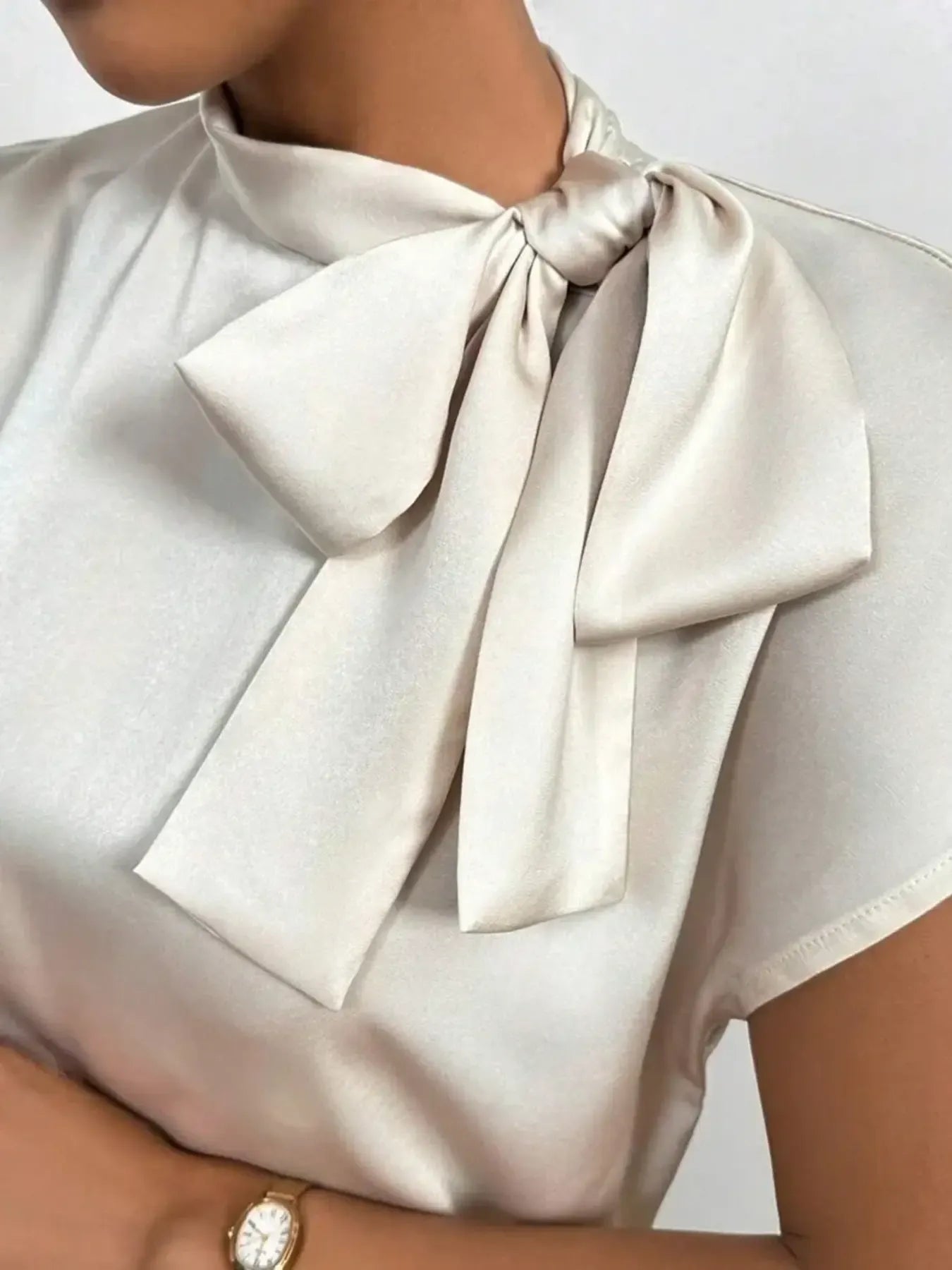 Satin Bow-Tie Blouse