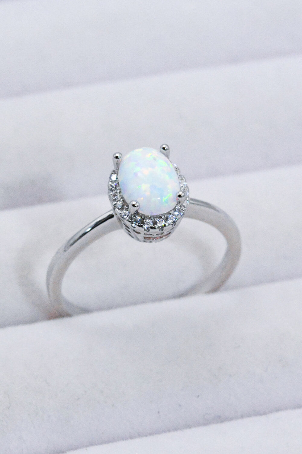 Opal Oval Platinum-Plated Ring