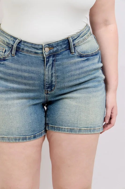 V-Front Vintage Wash Shorts by Judy Blue