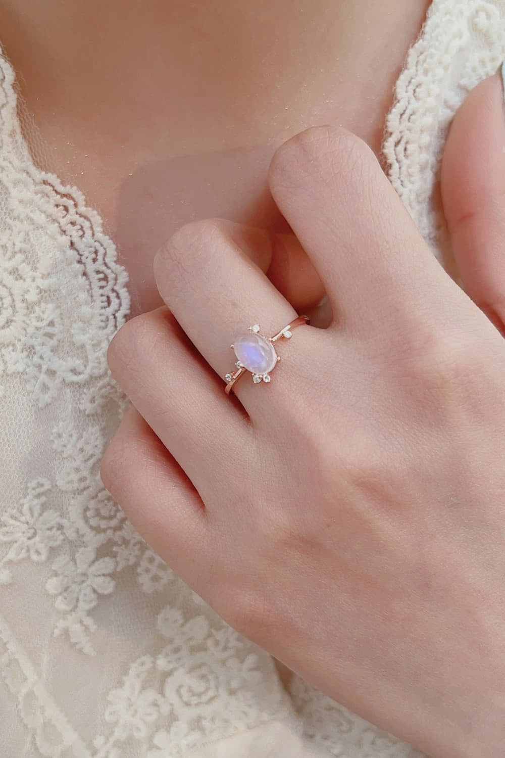 Natural Moonstone Rose Gold Ring