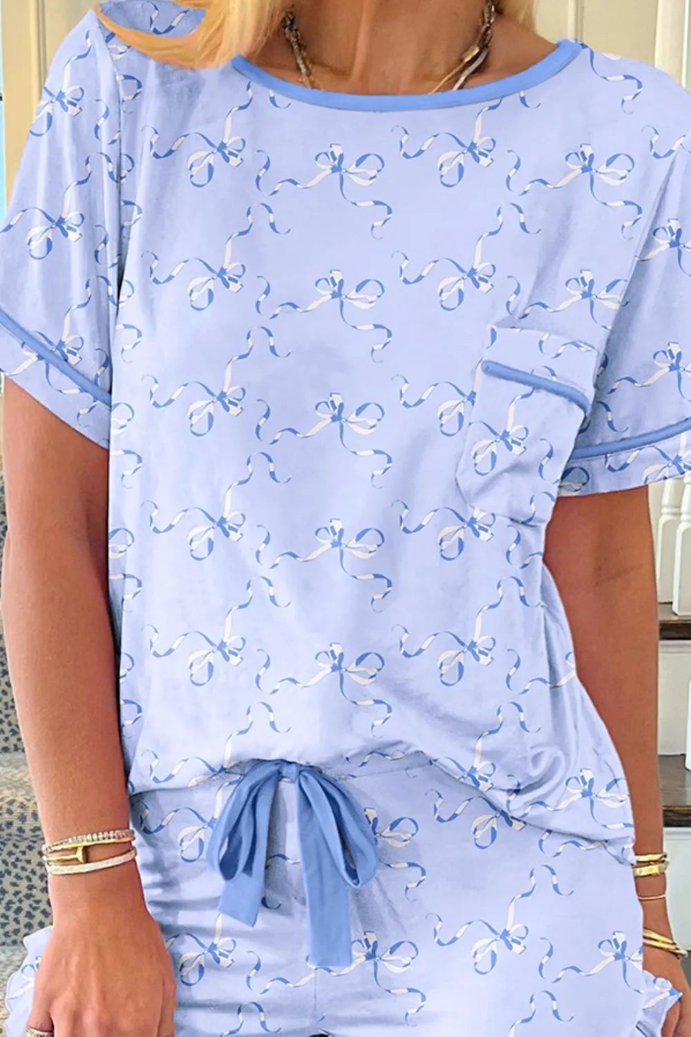 Women's Bow Print Pajama Set