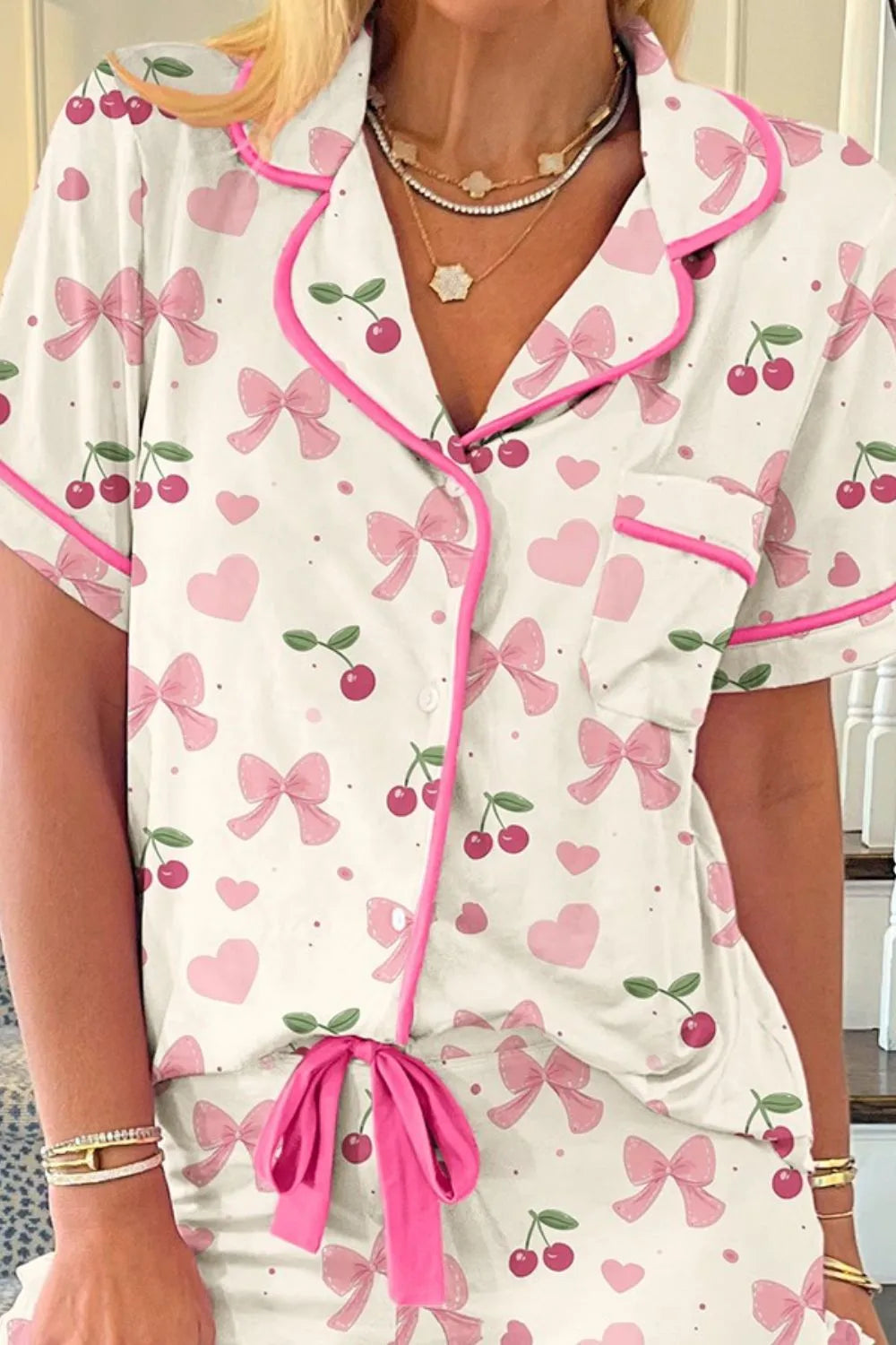 Pillow Talk Short Sleeve Top and Shorts Pajama Set