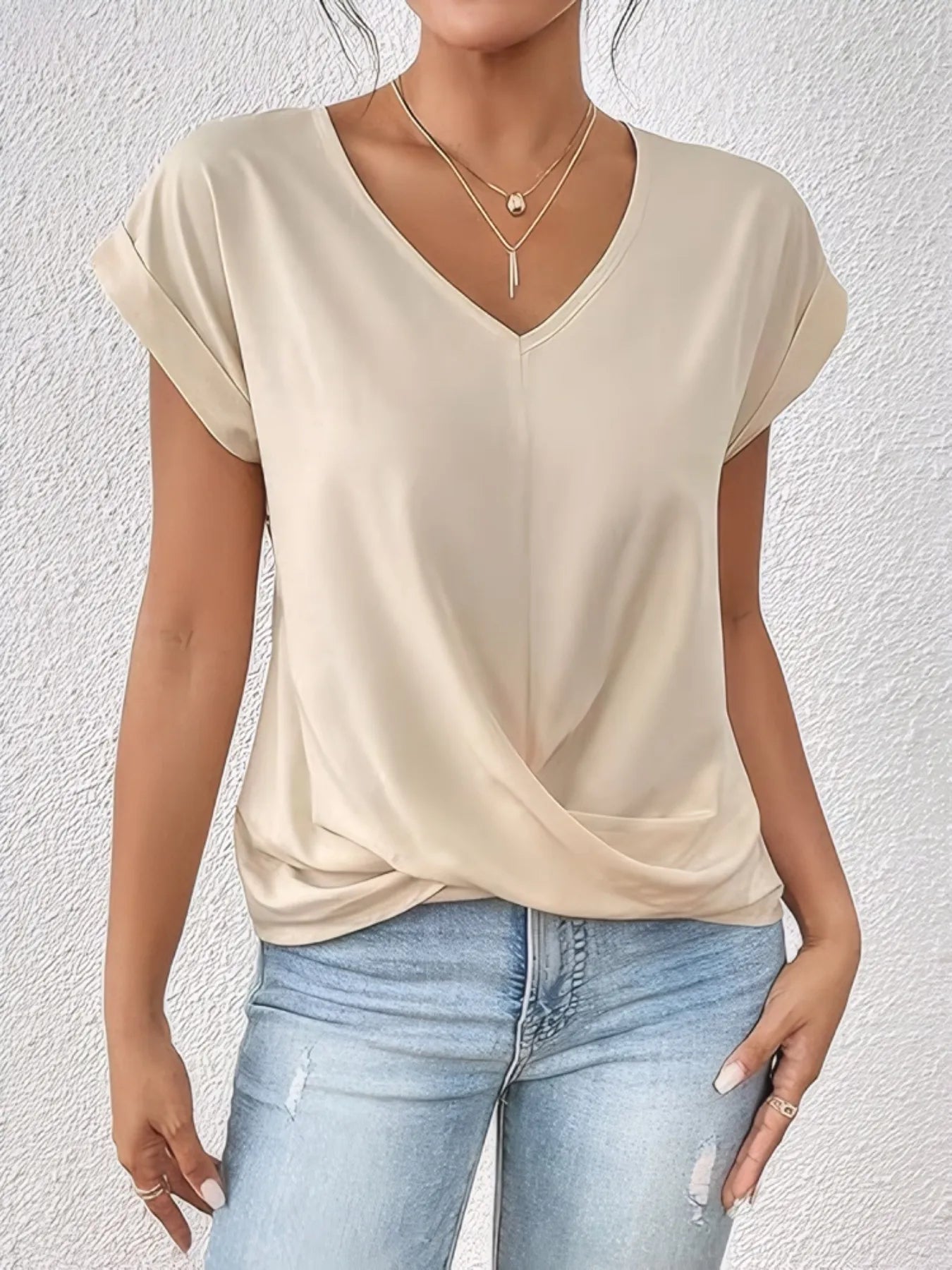 Women's V-Neck Twist Front Top