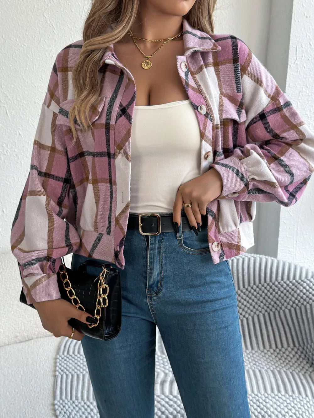 Plaid Button Up Jacket