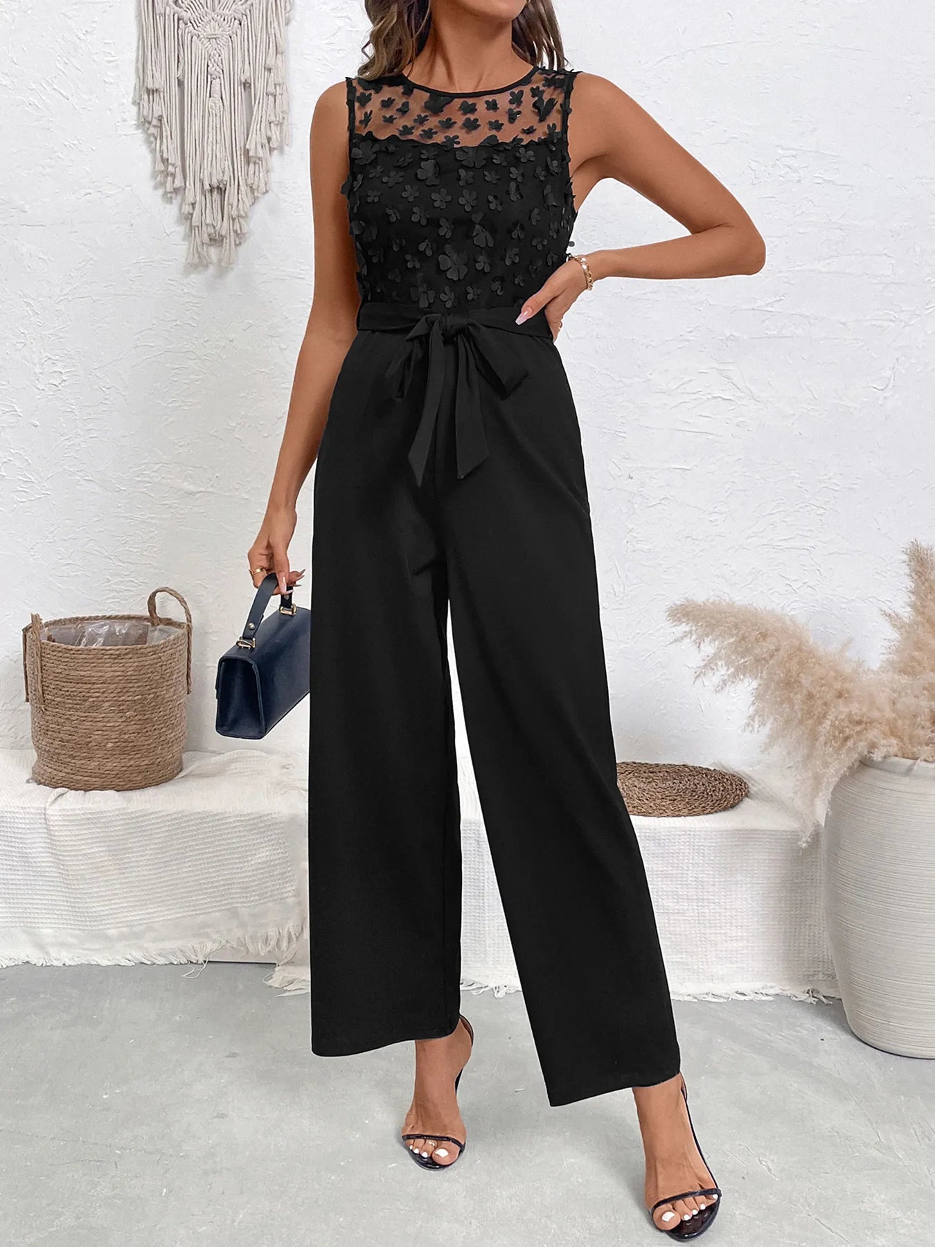 Flowers and Lace Wide Leg Jumpsuit