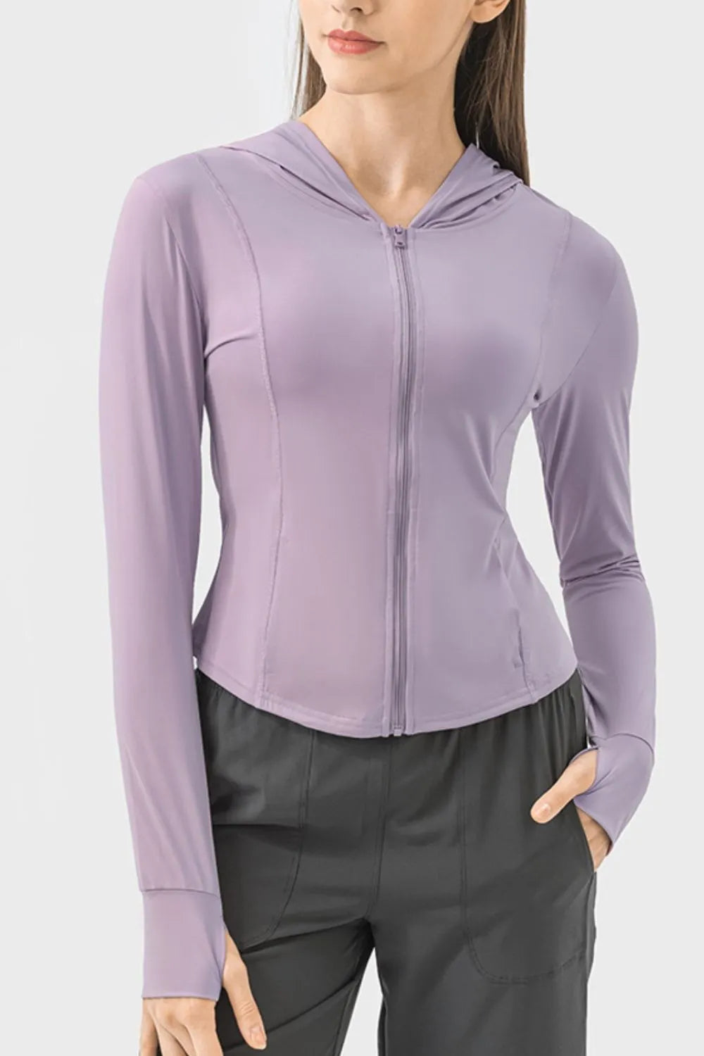 Active Long Sleeve Zip Up Jacket with Hood