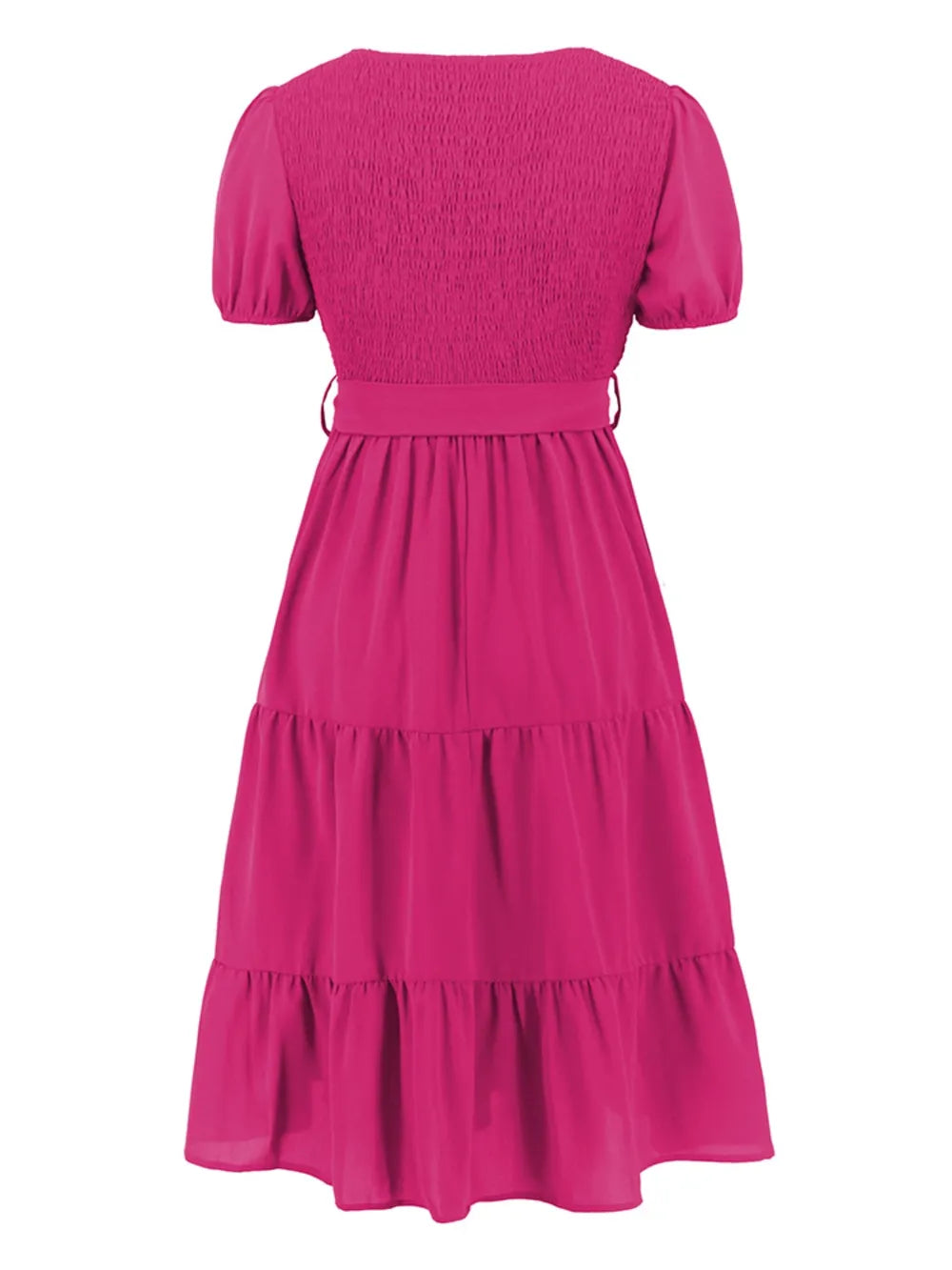 Smocked Short Sleeve Tiered Dress