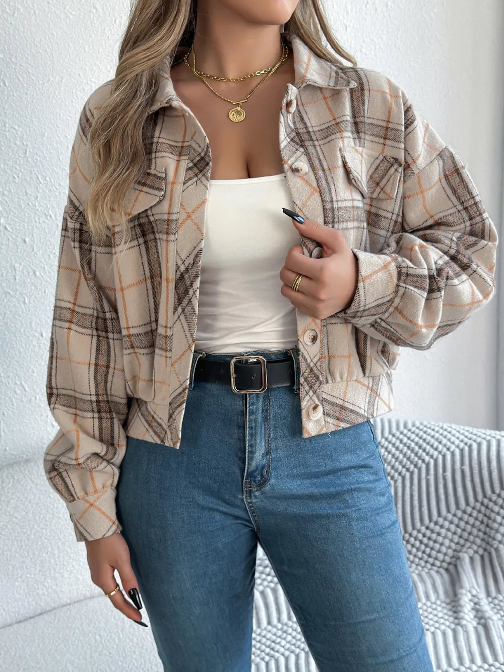 Plaid Button Up Jacket