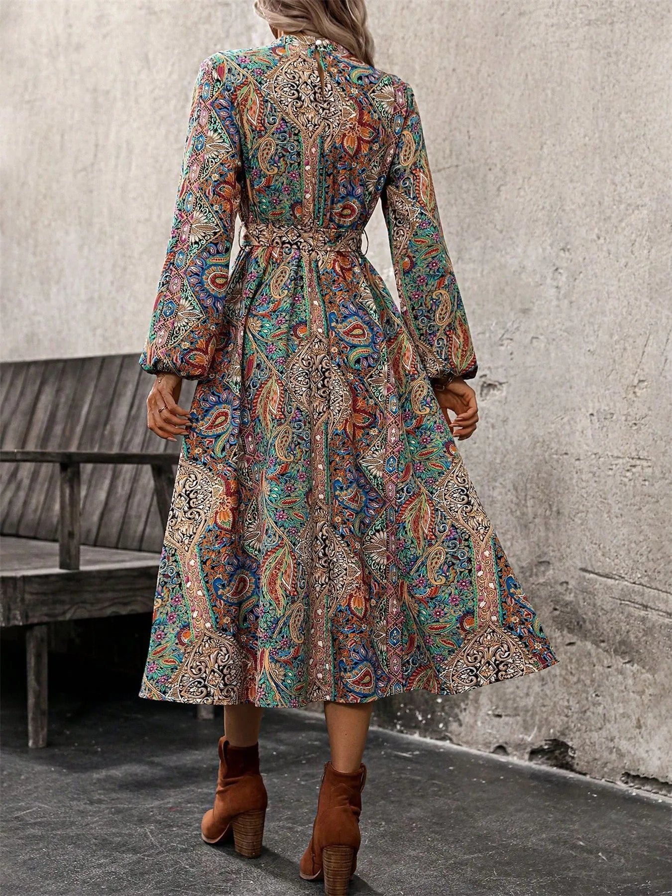 Paisley Print Midi Dress