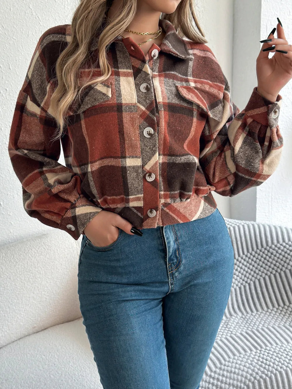 Plaid Button Up Jacket