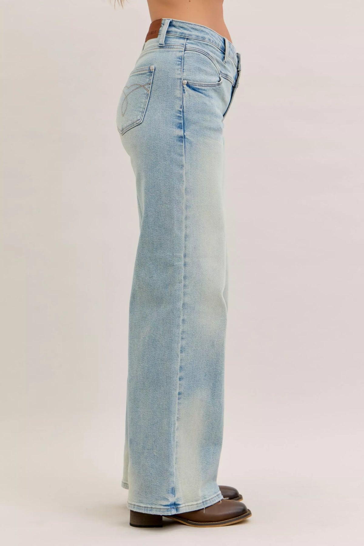 High Waist Column Straight Jeans - Back View