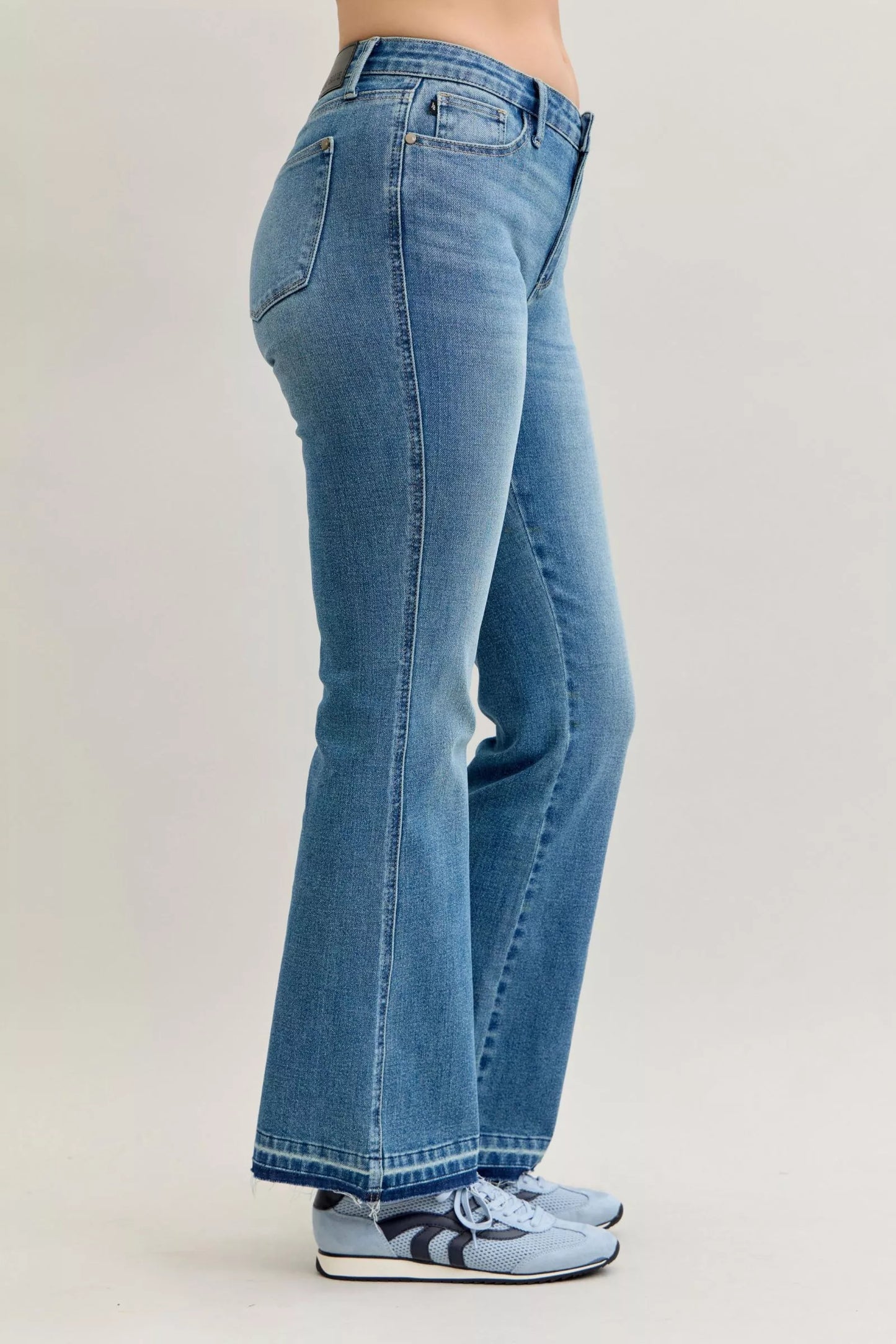 Mid-Rise Slim Bootcut Tummy Control Release Hem Jeans