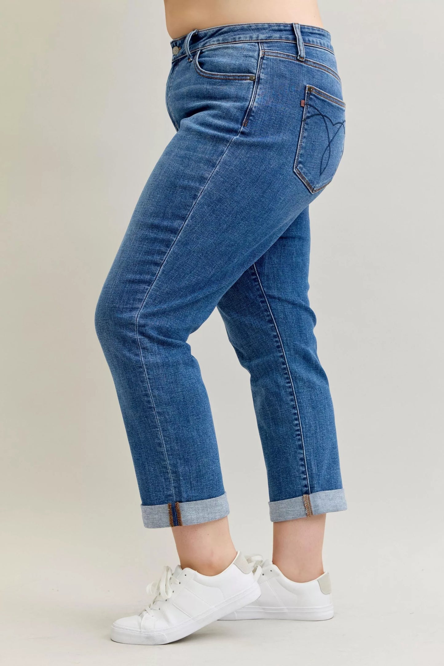 Mid-Rise Boyfriend Fit Cuffed Jeans
