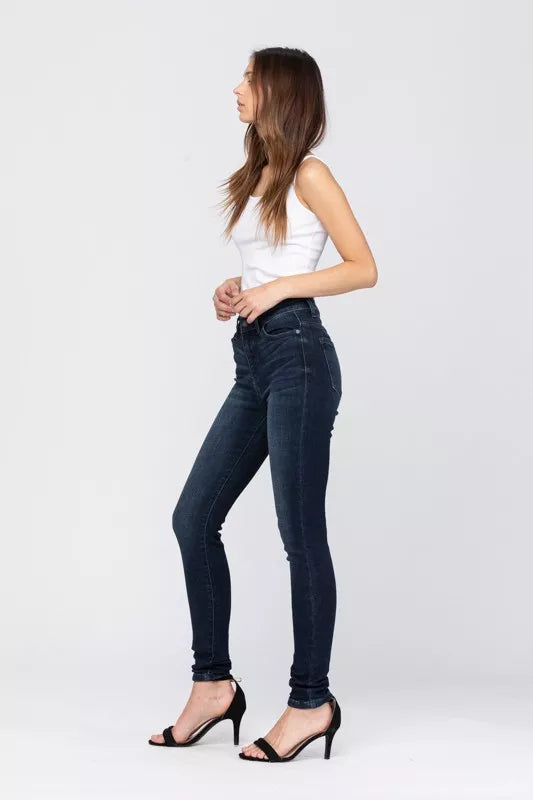 High Waist Dark Washed Skinny Jeans