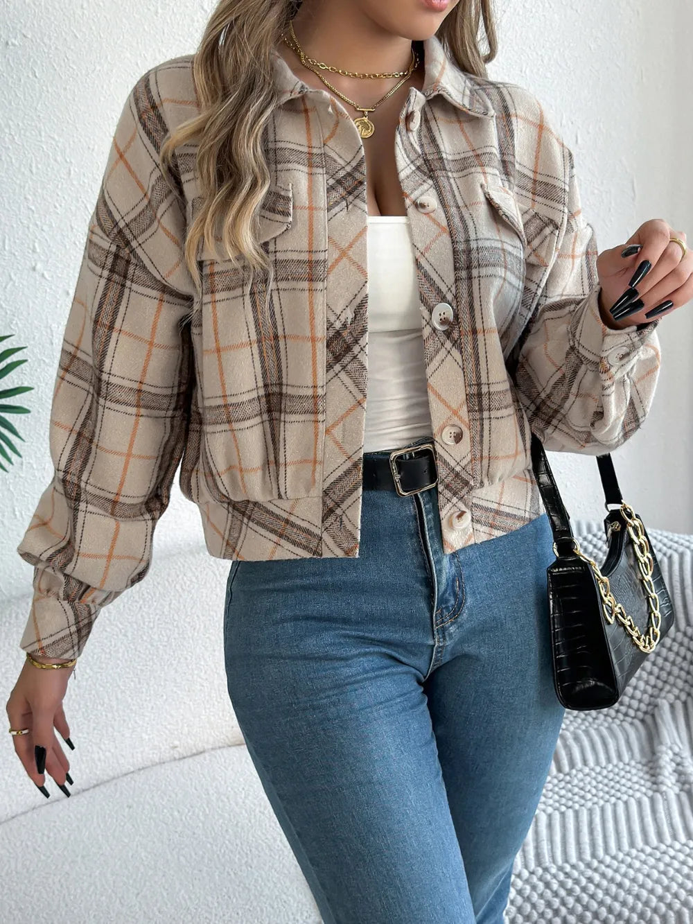Plaid Button Up Jacket