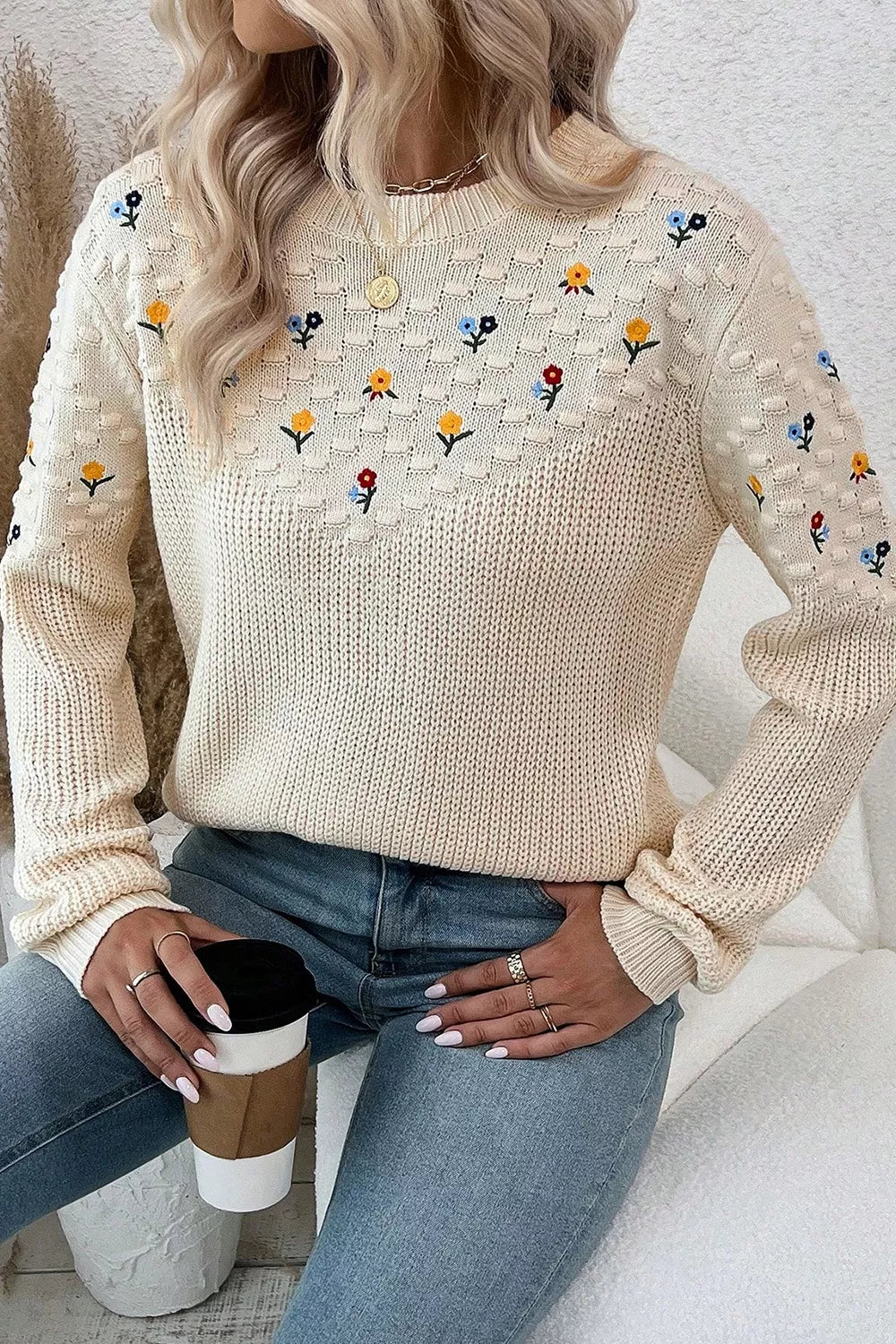 Soft Stitch Floral Sweater