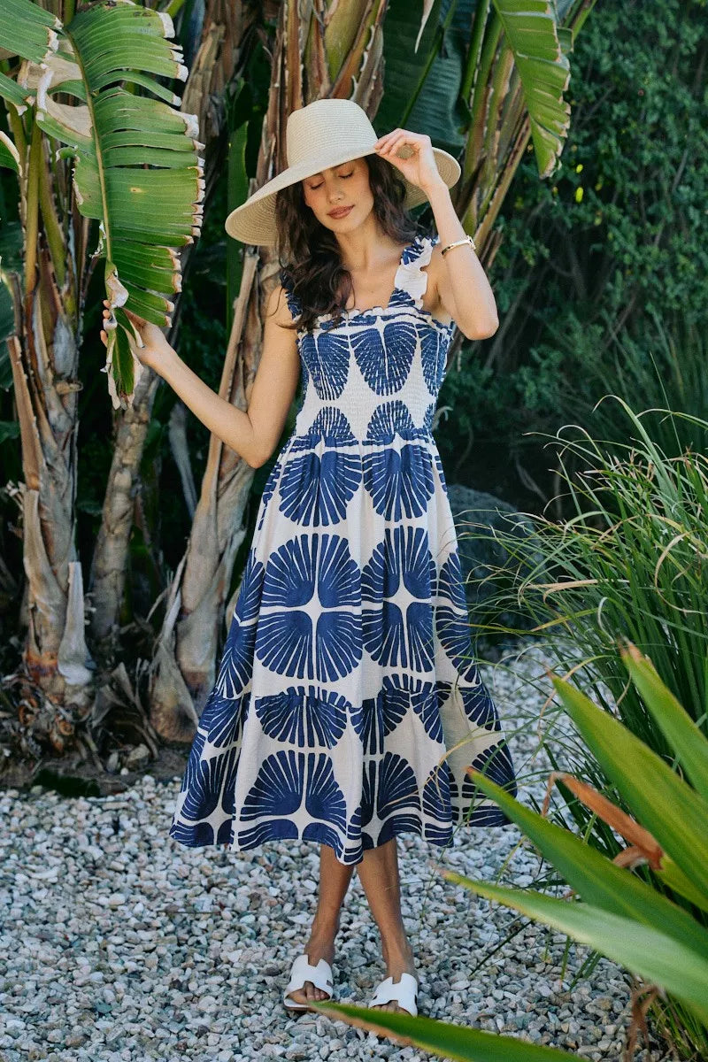 Smocked Tied-Back Summer Midi Dress – Staci Styles