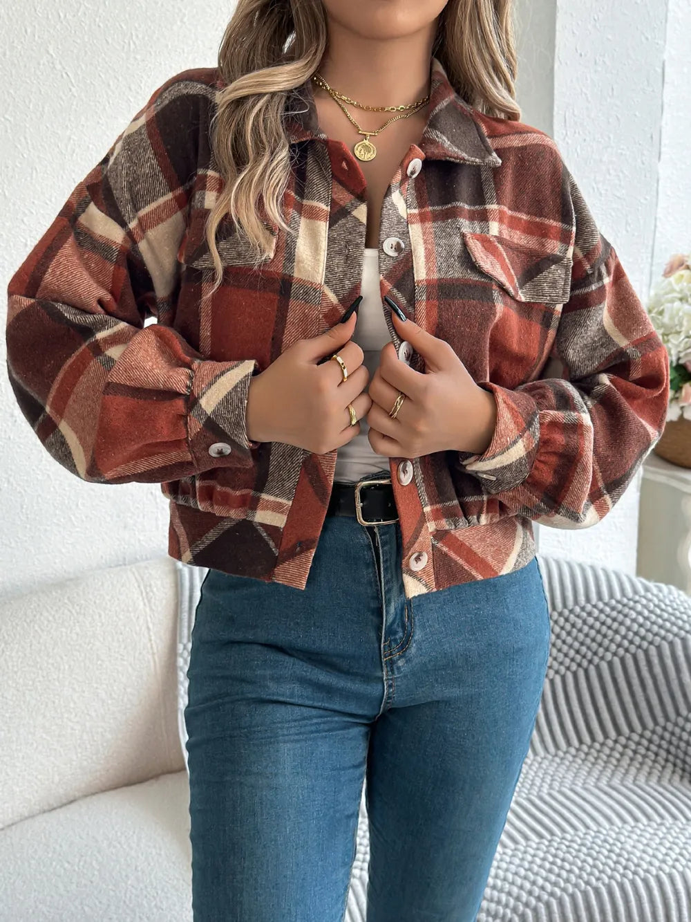 Plaid Button Up Jacket