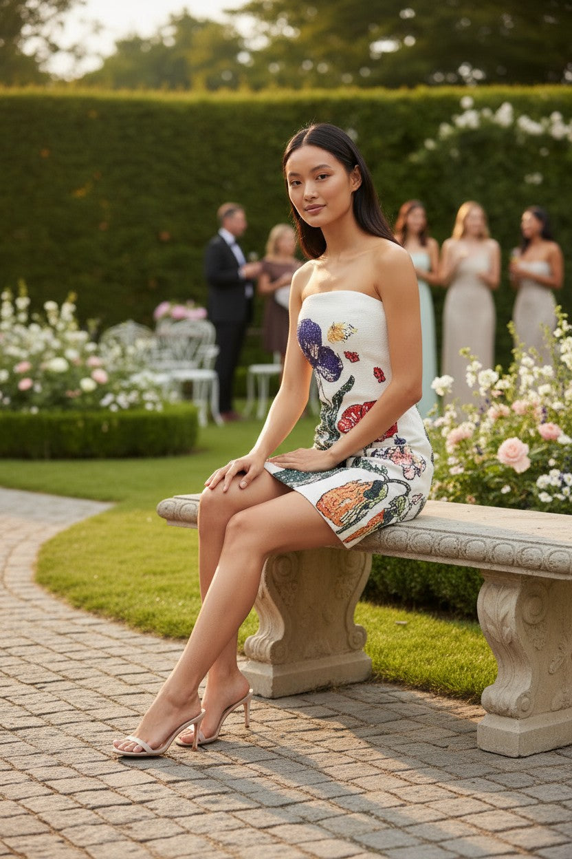 Strapless Floral Mini Dress