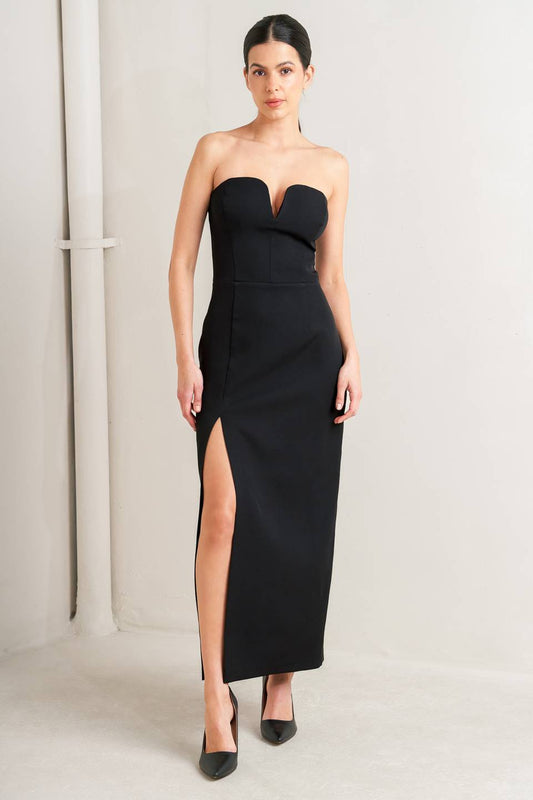 SECRET MOMENT WOVEN MIDI DRESS - Back View