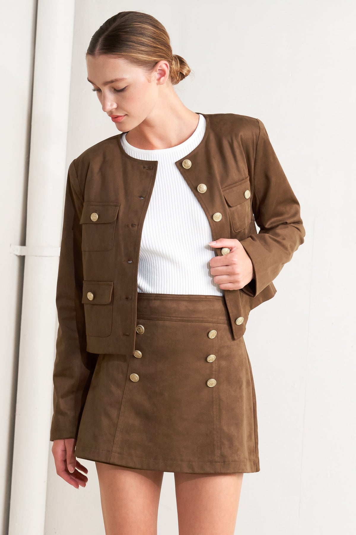 HERITAGE UTILITY FAUX SUEDE JACKET - Front View