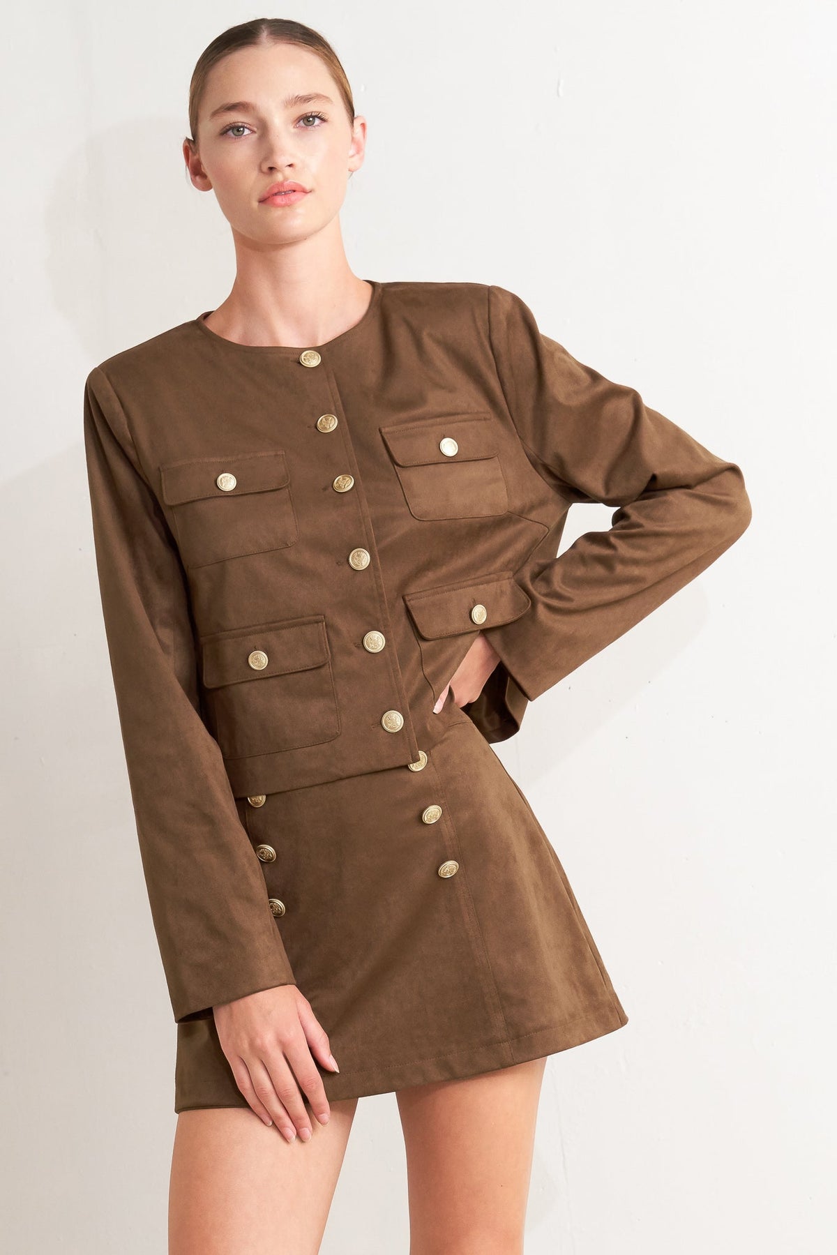 HERITAGE UTILITY FAUX SUEDE JACKET - Side View