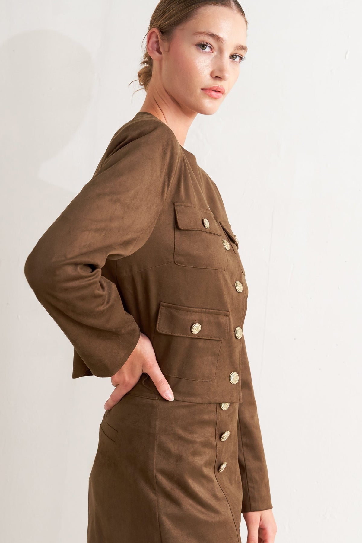 HERITAGE UTILITY FAUX SUEDE JACKET - Detail View 5