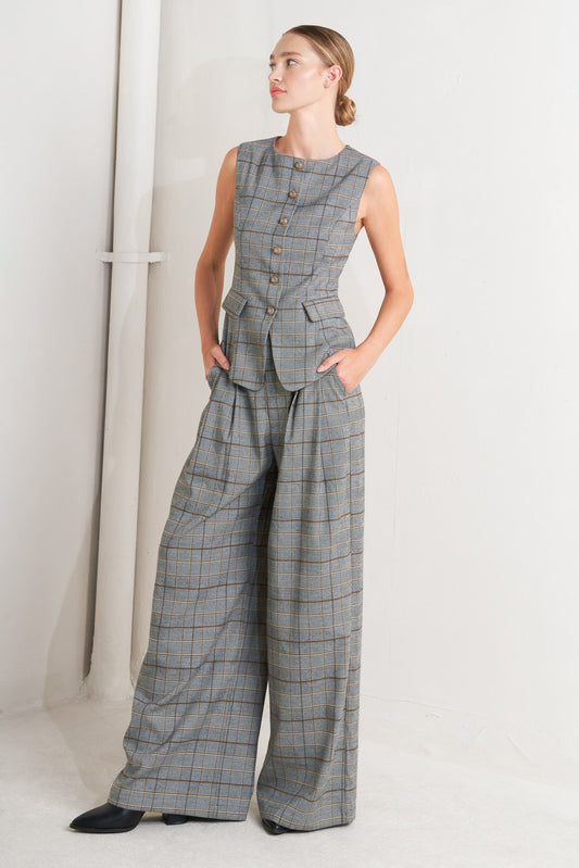 NEW AGE PLAID WOVEN VEST