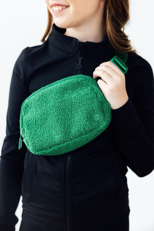 Green Fleece Belt Bag - Back View