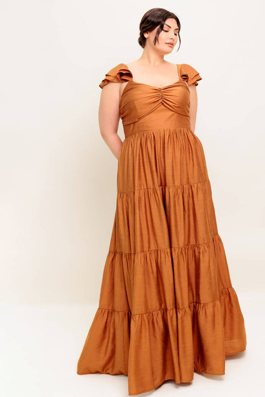 RUST WOVEN MAXI DRESS