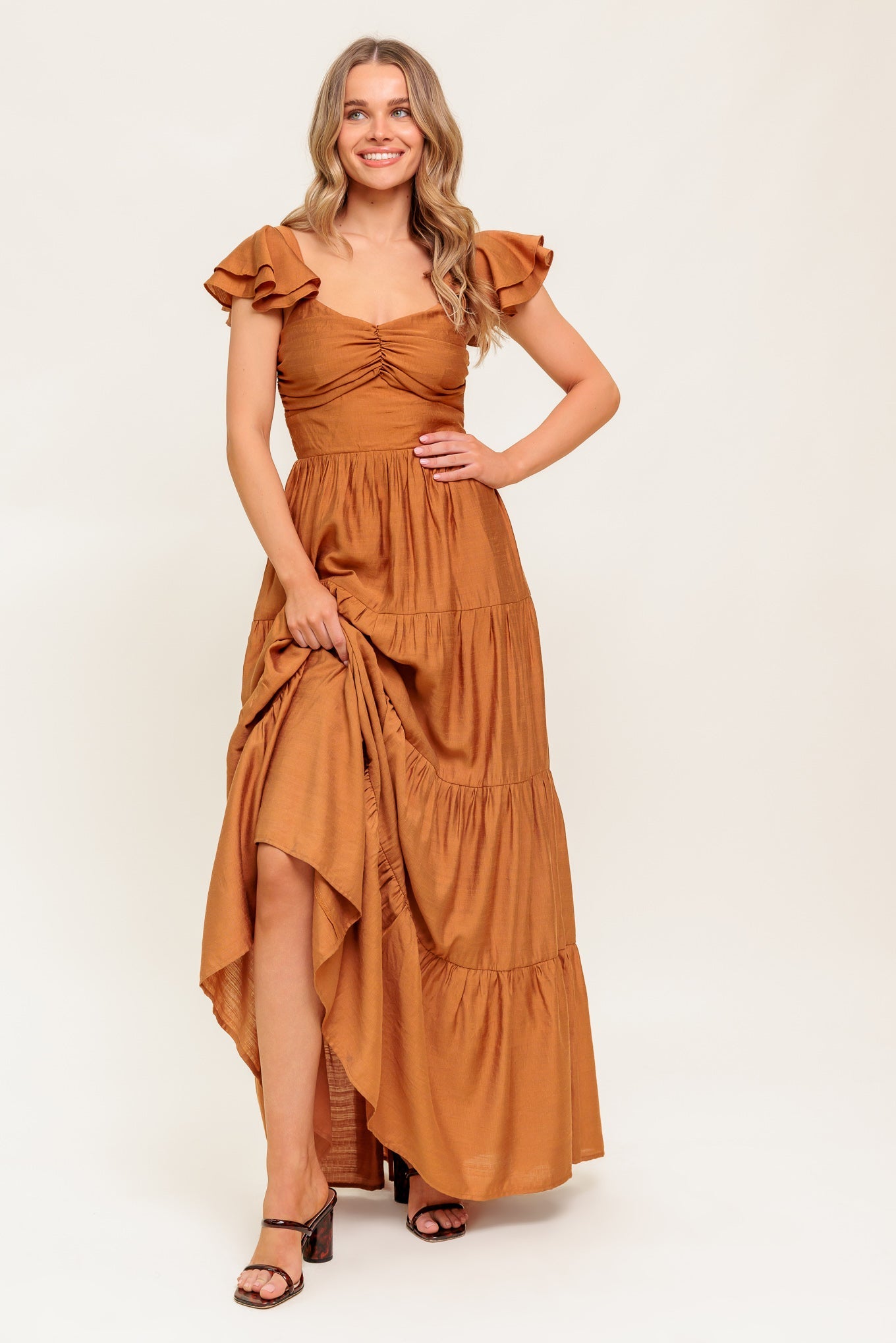 RUST WOVEN MAXI DRESS