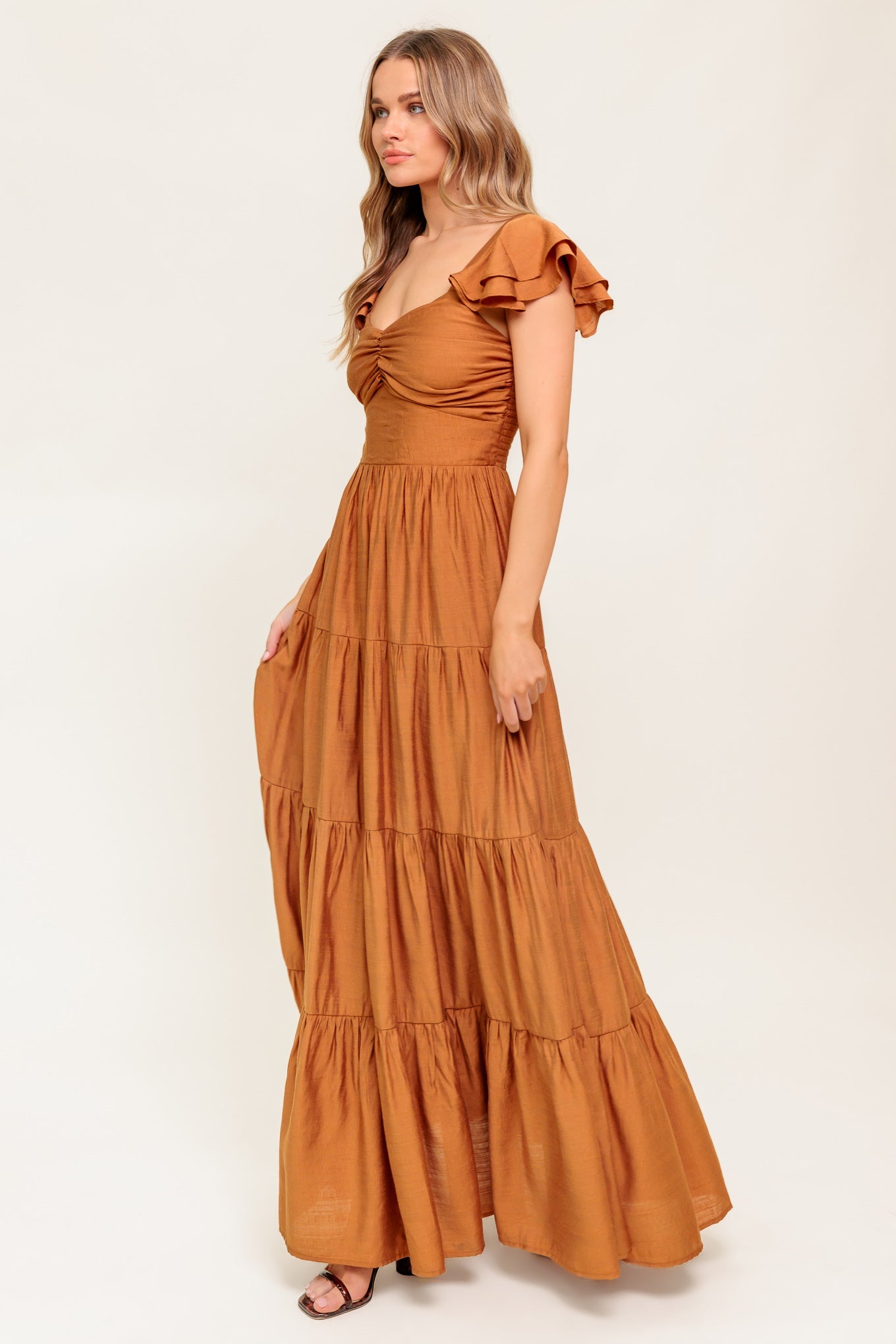 RUST WOVEN MAXI DRESS