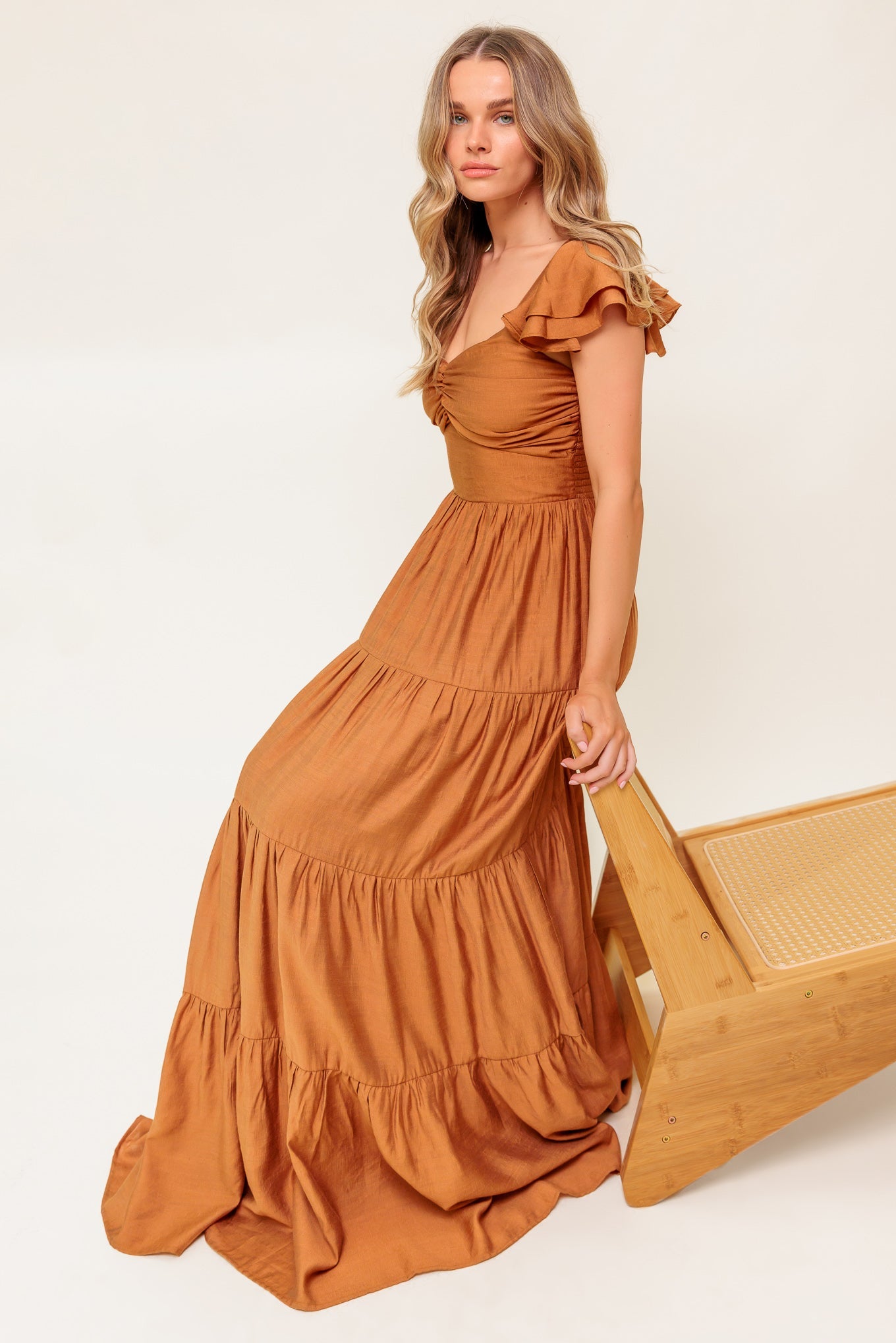RUST WOVEN MAXI DRESS
