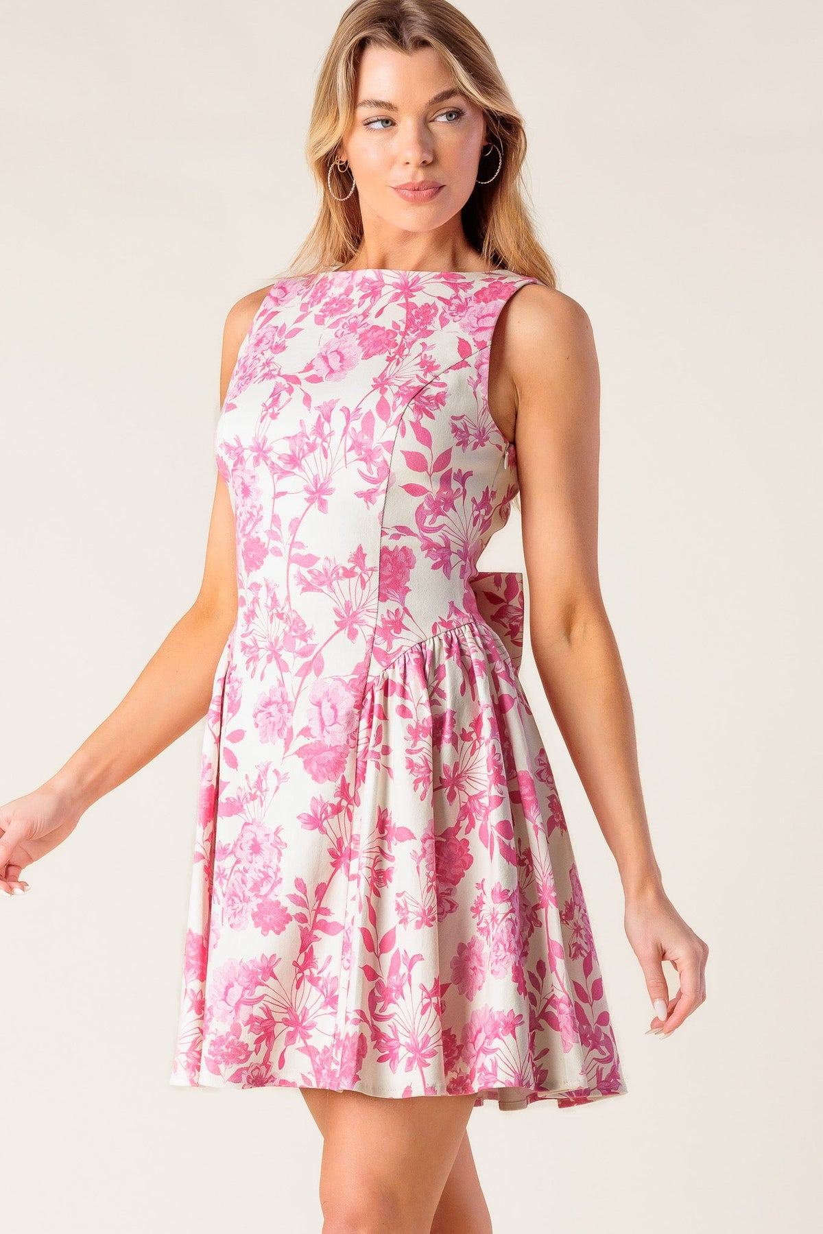 ADVENTURE ISLAND PINK WOVEN MINI DRESS - Detail View 5
