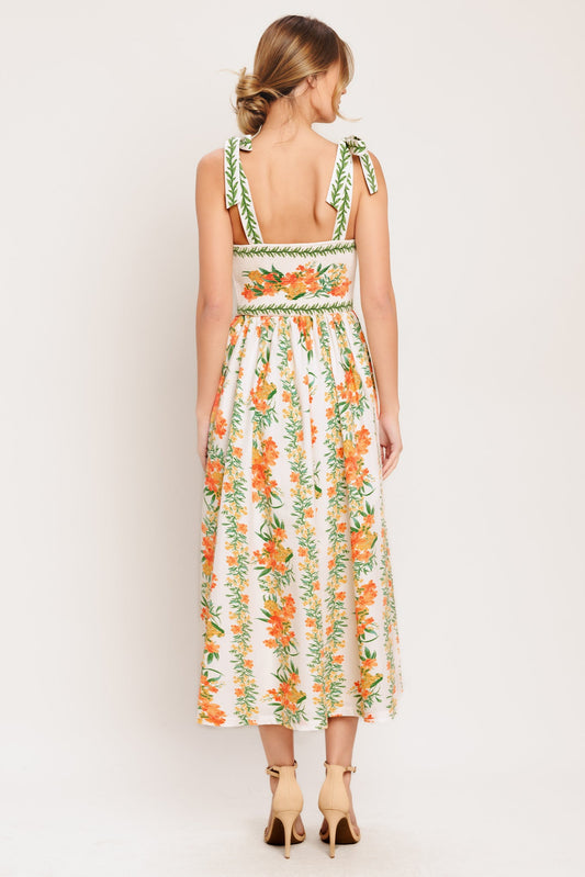 MARIGOLD BREEZE WOVEN MIDI DRESS - Back View