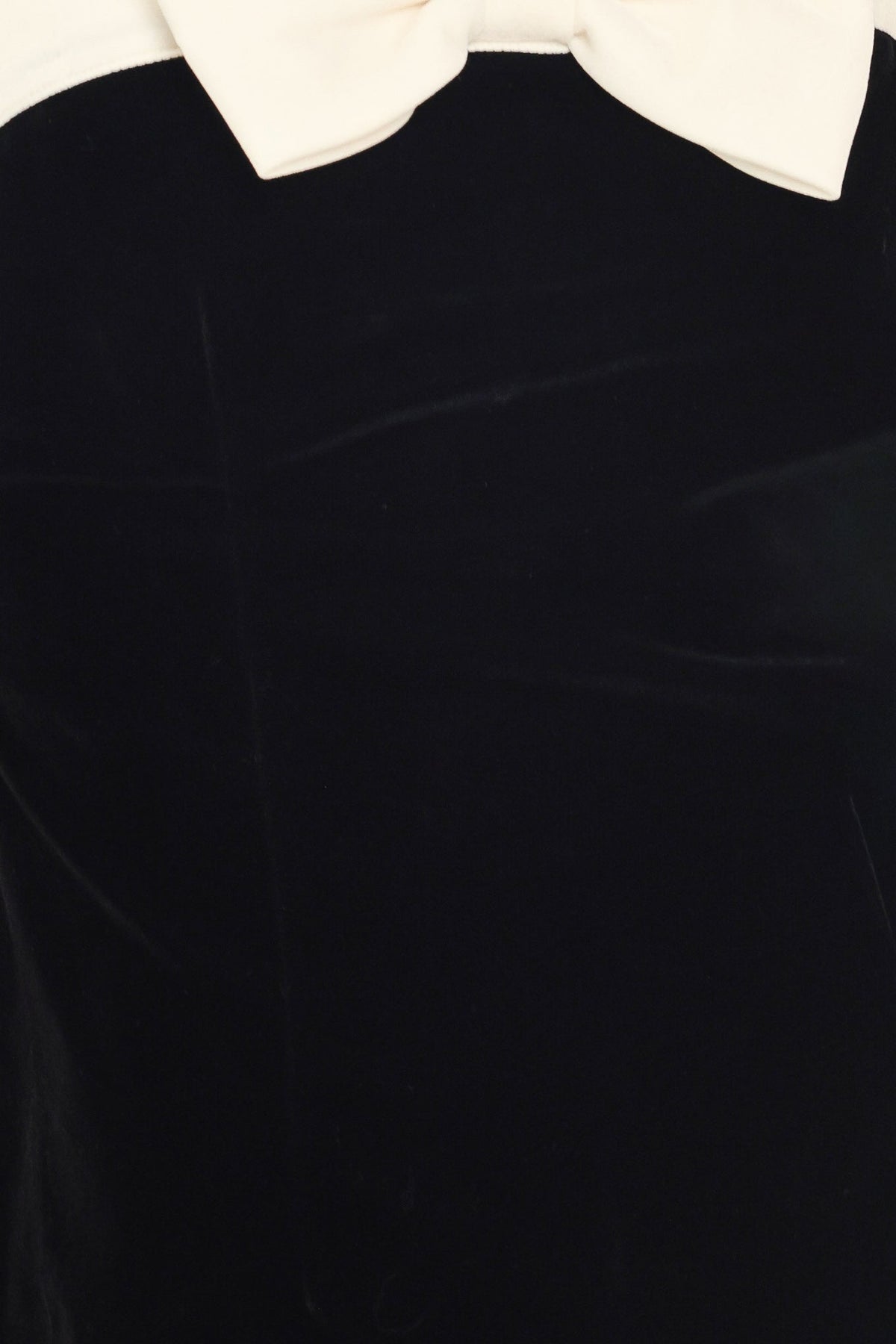 BLACK AND IVORY BOW-DETAIL MINI DRESS