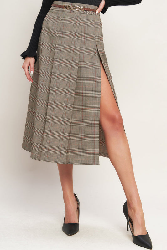 BRITISH TRACE WOVEN MIDI SKIRT - Back View