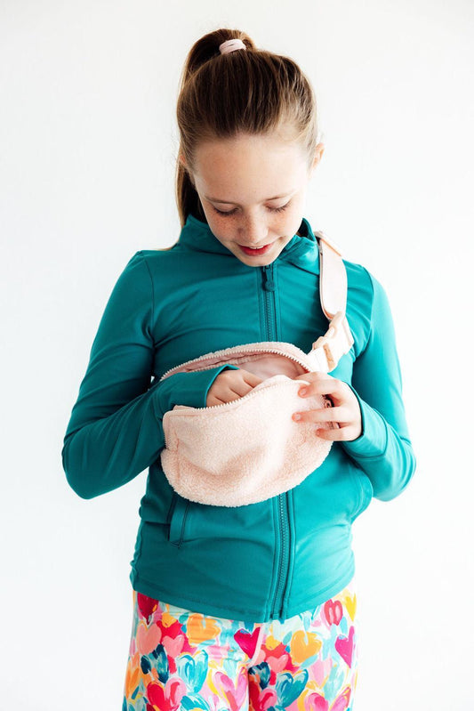 Light Pink Fleece Belt Bag - Back View